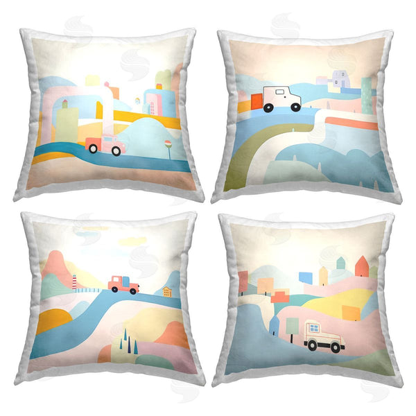 stupell industries Lazar Studio | Pastel Driving Landscapes Printed Throw Pillow Set