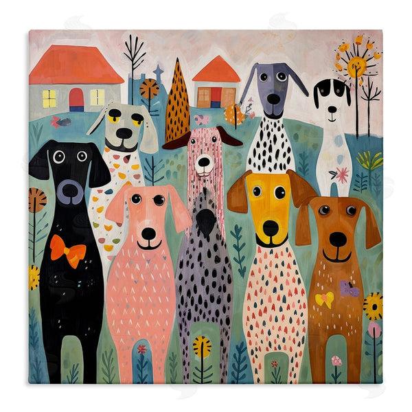 stupell industries Lazar Studio | Patterned Dogs & Flowers Wall Art