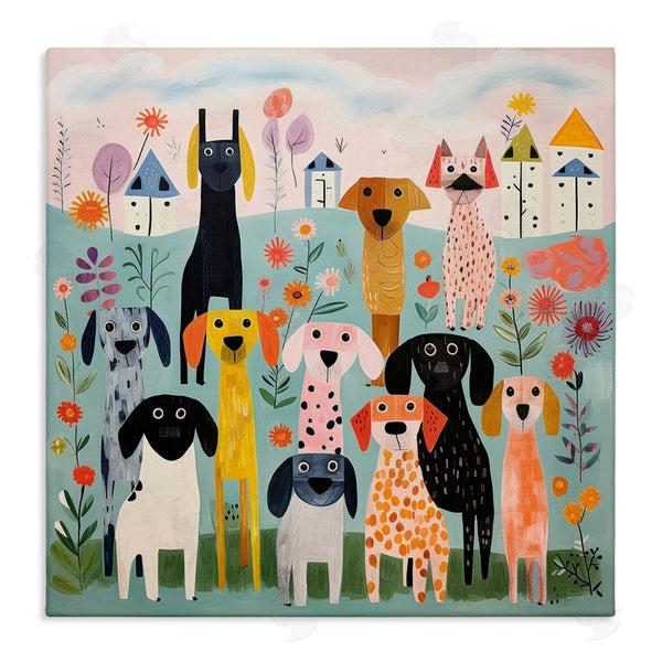 stupell industries Lazar Studio | Patterned Dogs in Yard Wall Art