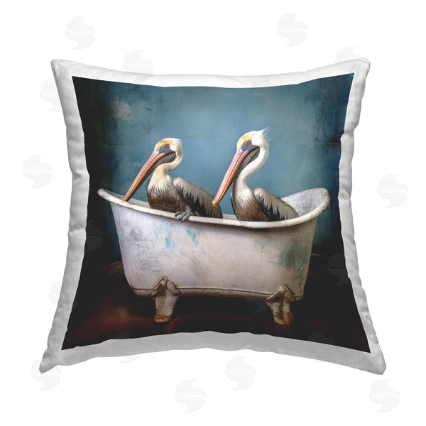 stupell industries Lazar Studio | Pelican Bath Time Printed Throw Pillow