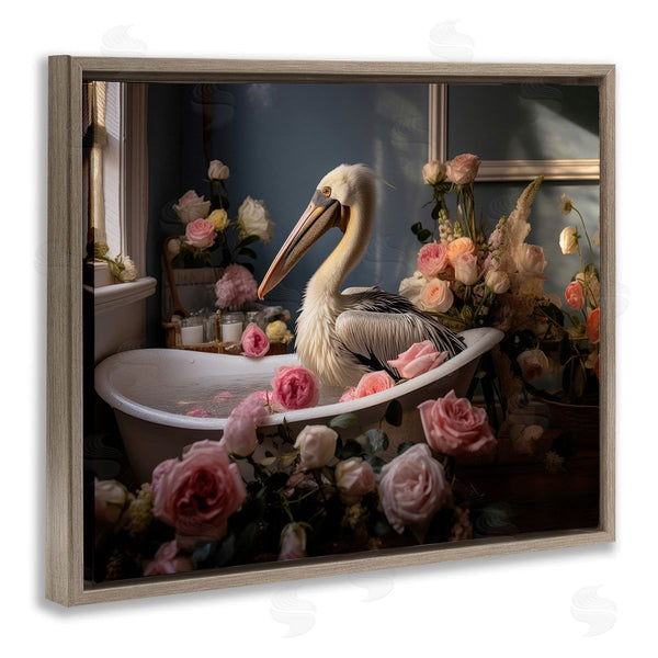 Stupell Industries Lazar Studio | Pelican In Rose Filled Tub Wall Art