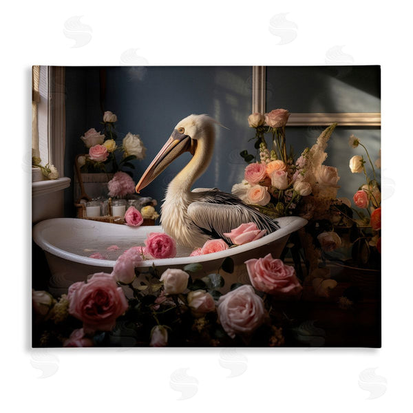 stupell industries Lazar Studio | Pelican in Rose Filled Tub Wall Art