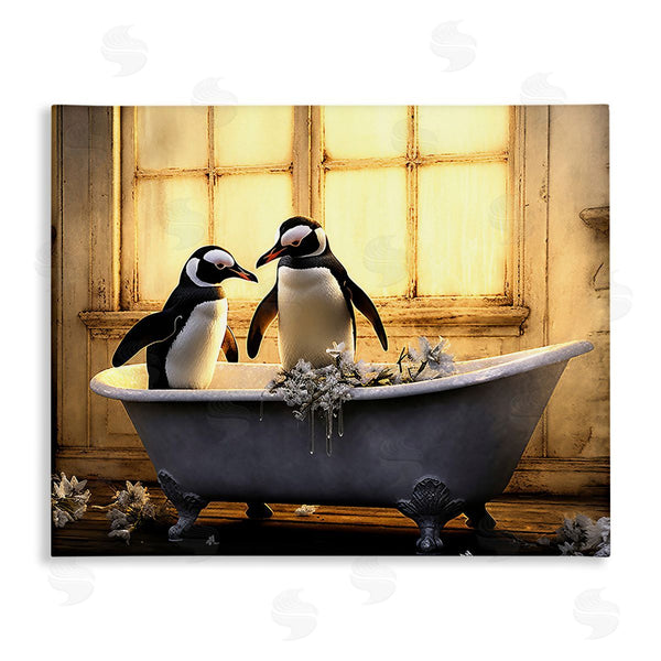 stupell industries Lazar Studio | Penguins in Sunlit Bath Wall Art