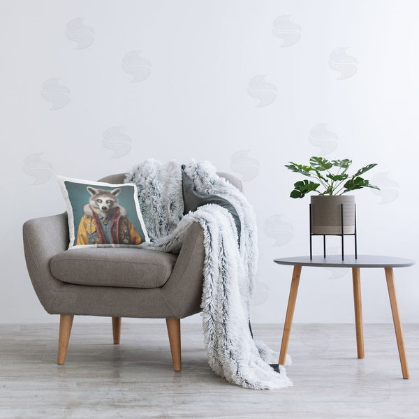 Stupell Industries Lazar Studio | Raccoon In Stylish Coat Printed Throw Pillow