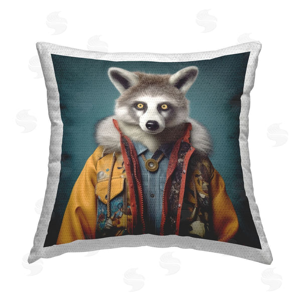 Stupell Industries Lazar Studio | Raccoon In Stylish Coat Printed Throw Pillow