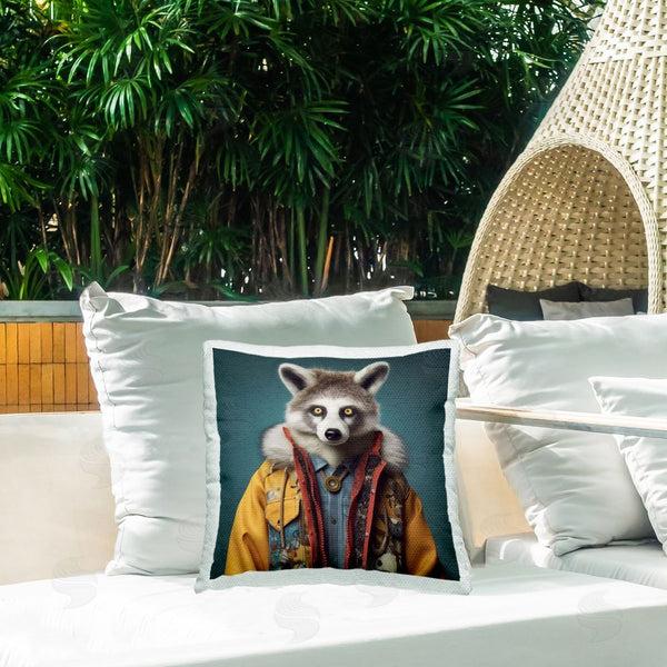 Stupell Industries Lazar Studio | Raccoon In Stylish Coat Printed Throw Pillow