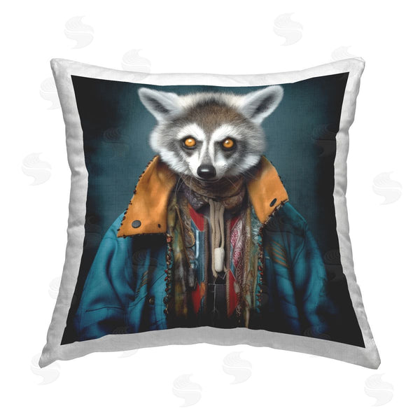 stupell industries Lazar Studio | Raccoon in Trendy Jacket Printed Throw Pillow