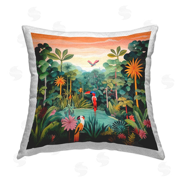 Stupell Industries Lazar Studio | Rainforest Wildlife Scene Printed Throw Pillow