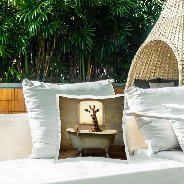 Stupell Industries Lazar Studio | Rustic Bathing Giraffe Printed Throw Pillow