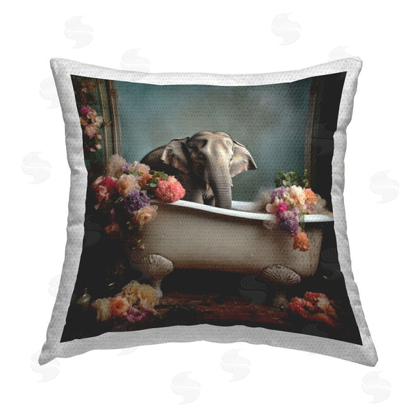 Stupell Industries Lazar Studio | Rustic Elephant Bathtub Printed Throw Pillow