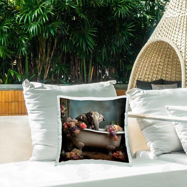 Stupell Industries Lazar Studio | Rustic Elephant Bathtub Printed Throw Pillow