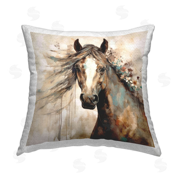 Stupell Industries Lazar Studio | Rustic Farm Horse Portrait Printed Throw Pillow