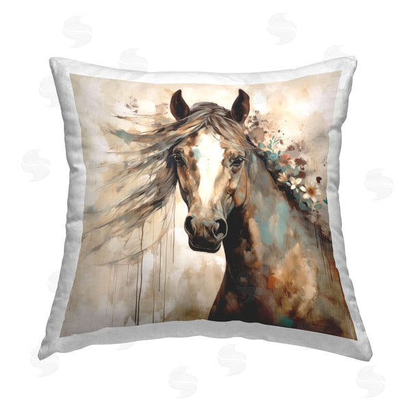 stupell industries Lazar Studio | Rustic Farm Horse Portrait Printed Throw Pillow