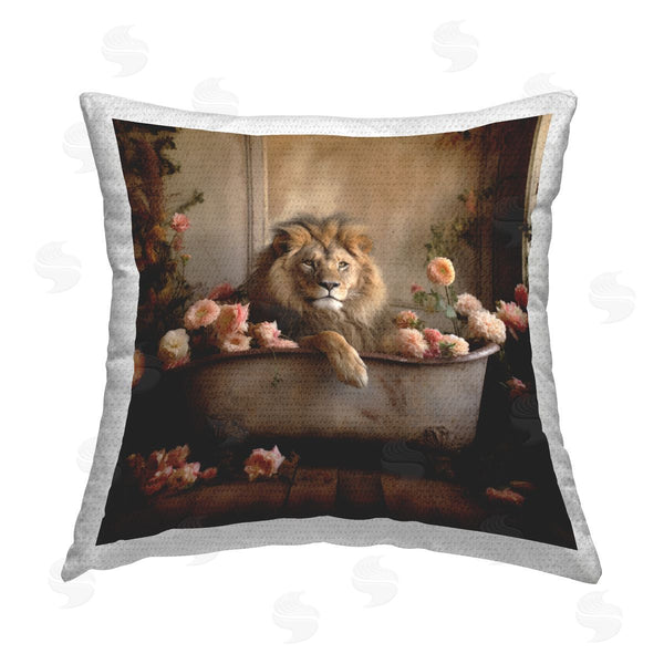 Stupell Industries Lazar Studio | Rustic Lion Bathtub Printed Throw Pillow