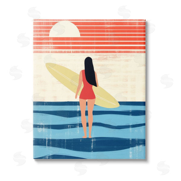 stupell industries Lazar Studio | Rustic Surfer Girl Abstraction Wall Art