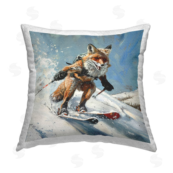 Stupell Industries Lazar Studio | Skiing Slopes Fox Printed Throw Pillow