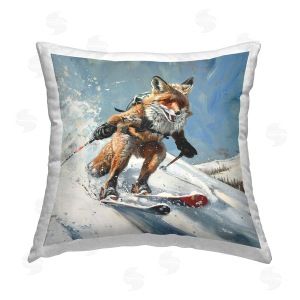 stupell industries Lazar Studio | Skiing Slopes Fox Printed Throw Pillow