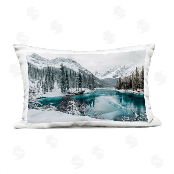 Stupell Industries Lazar Studio | Snow Capped Mountain Lake Printed Throw Pillow