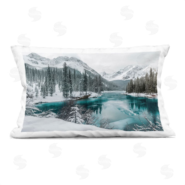 stupell industries Lazar Studio | Snow Capped Mountain Lake Printed Throw Pillow