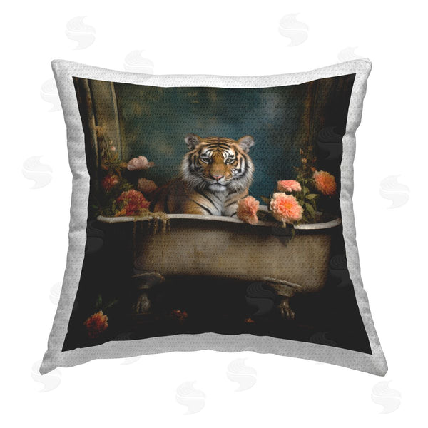 Stupell Industries Lazar Studio | Tiger In Antique Tub Printed Throw Pillow