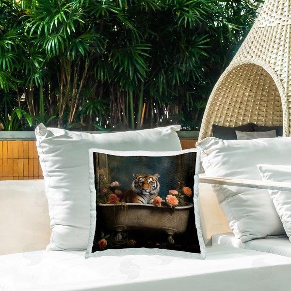 Stupell Industries Lazar Studio | Tiger In Antique Tub Printed Throw Pillow