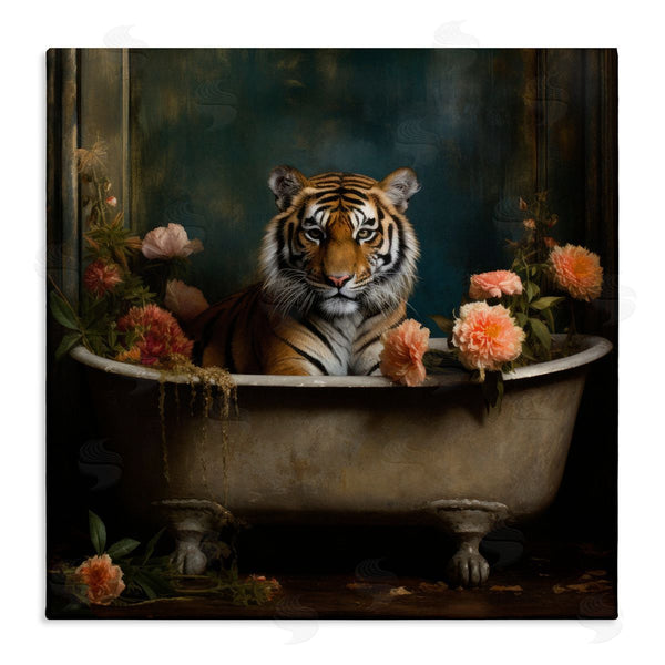 stupell industries Lazar Studio | Tiger in Floral Bathtub