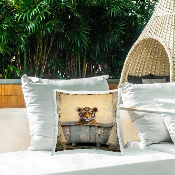 Stupell Industries Lazar Studio | Tiger In Rustic Tub Printed Throw Pillow