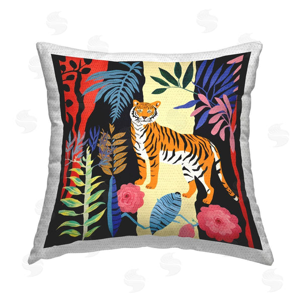 Stupell Industries Lazar Studio | Tiger & Vivid Plants Printed Throw Pillow
