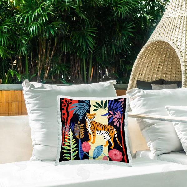 Stupell Industries Lazar Studio | Tiger & Vivid Plants Printed Throw Pillow