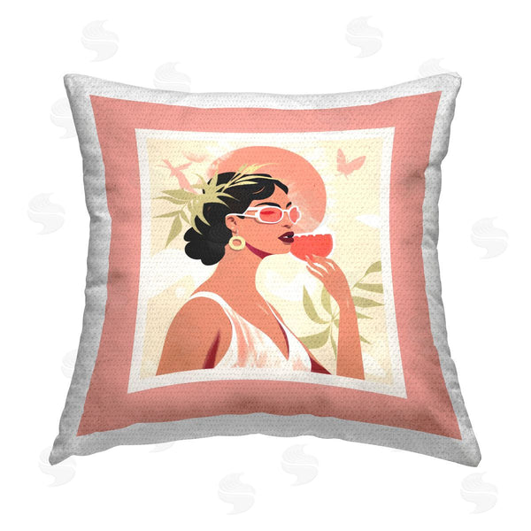Stupell Industries Lazar Studio | Trendy Female With Plants Printed Throw Pillow