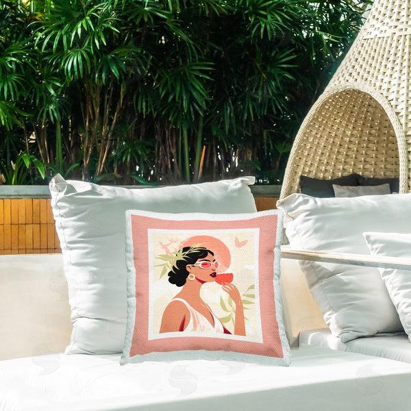 Stupell Industries Lazar Studio | Trendy Female With Plants Printed Throw Pillow