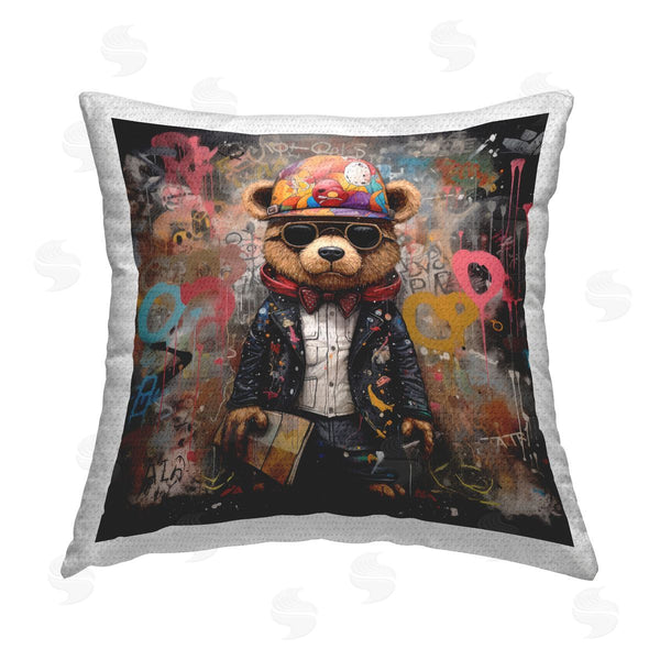 Stupell Industries Lazar Studio | Urban Graffiti Bear Printed Throw Pillow