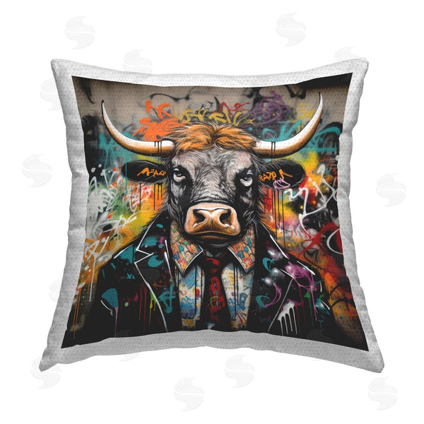 Stupell Industries Lazar Studio | Urban Graffiti Bull Printed Throw Pillow