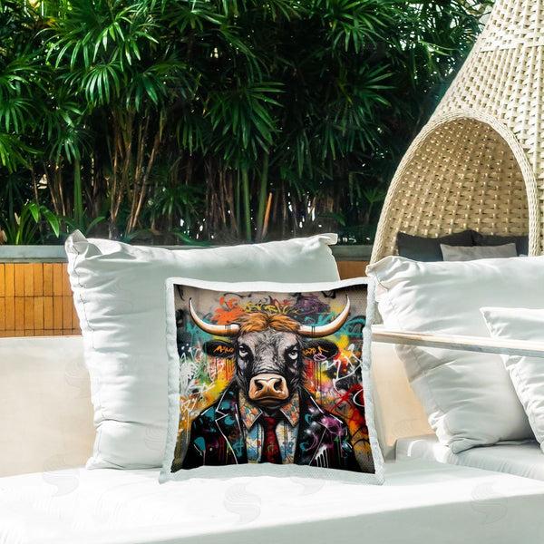 Stupell Industries Lazar Studio | Urban Graffiti Bull Printed Throw Pillow