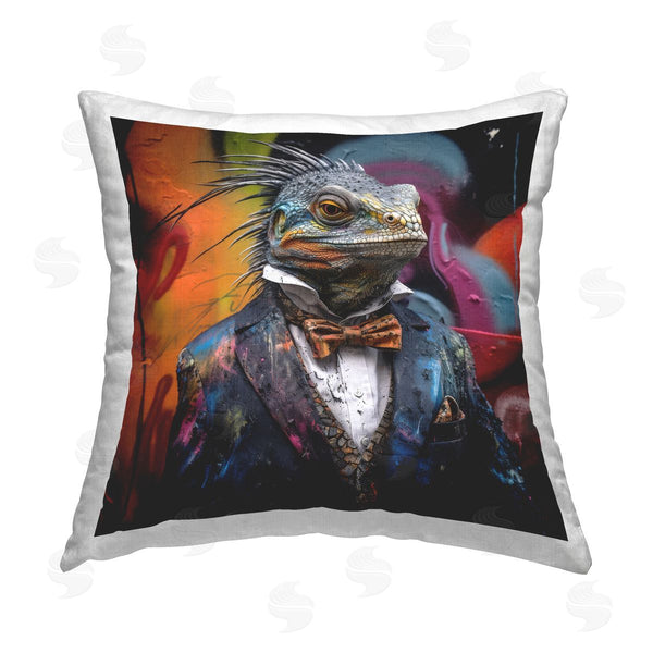 stupell industries Lazar Studio | Urban Graffiti Iguana Printed Throw Pillow