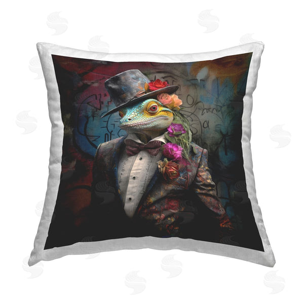 stupell industries Lazar Studio | Urban Graffiti Lizard Printed Throw Pillow