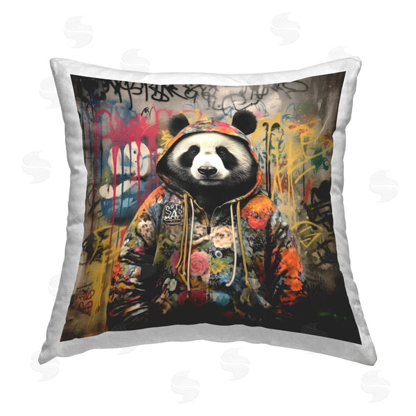 stupell industries Lazar Studio | Urban Graffiti Panda Printed Throw Pillow