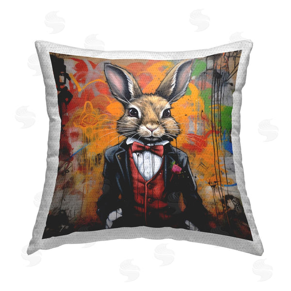 Stupell Industries Lazar Studio | Urban Graffiti Rabbit Printed Throw Pillow