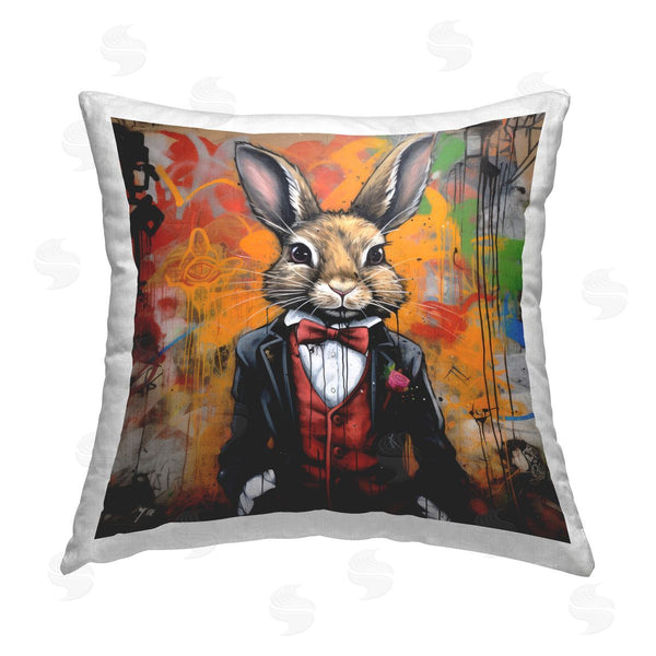 stupell industries Lazar Studio | Urban Graffiti Rabbit Printed Throw Pillow