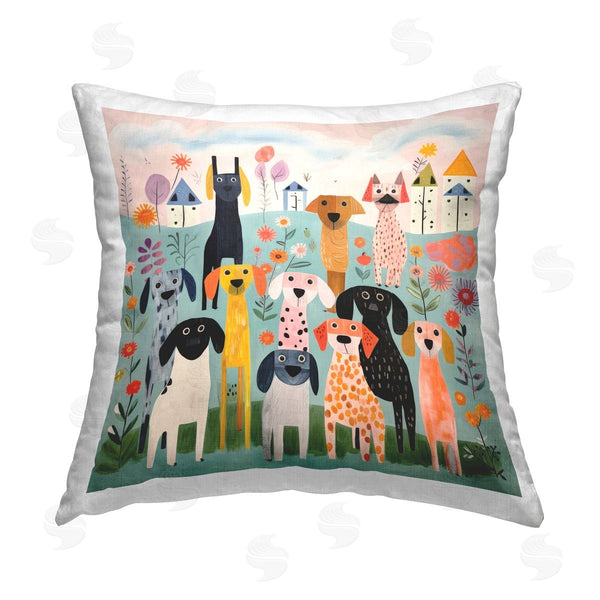 stupell industries Lazar Studio | Various Patterned Dogs Printed Throw Pillow