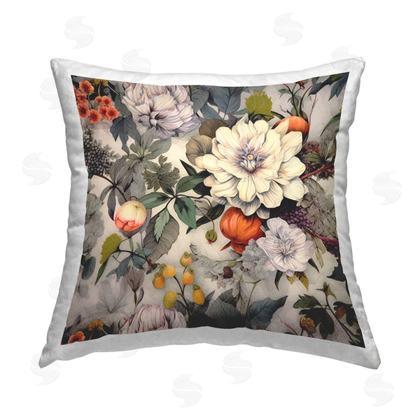 stupell industries Lazar Studio | Vintage Flowers & Fruit Printed Throw Pillow