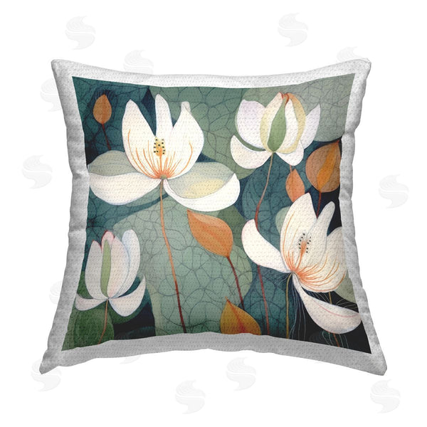 Stupell Industries Lazar Studio | White Iris Botanicals Printed Throw Pillow