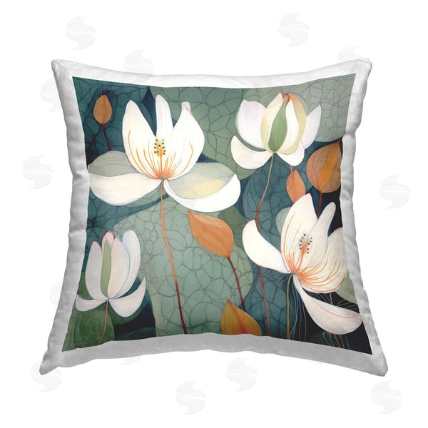 stupell industries Lazar Studio | White Iris Botanicals Printed Throw Pillow
