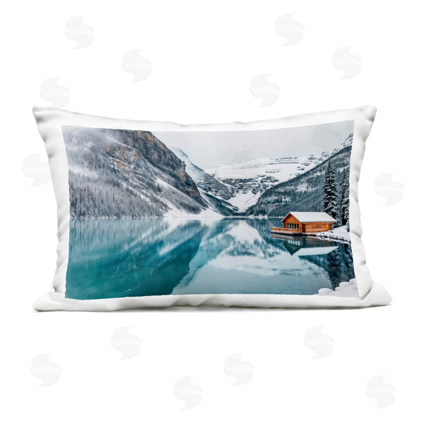 Stupell Industries Lazar Studio | Winter Cabin On Icy Lake Printed Throw Pillow