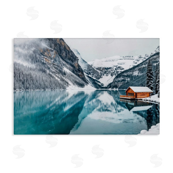 stupell industries Lazar Studio | Winter Cabin on Icy Lake Wall Art