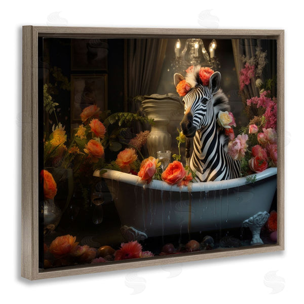 Stupell Industries Lazar Studio | Zebra Bathing With Florals Wall Art