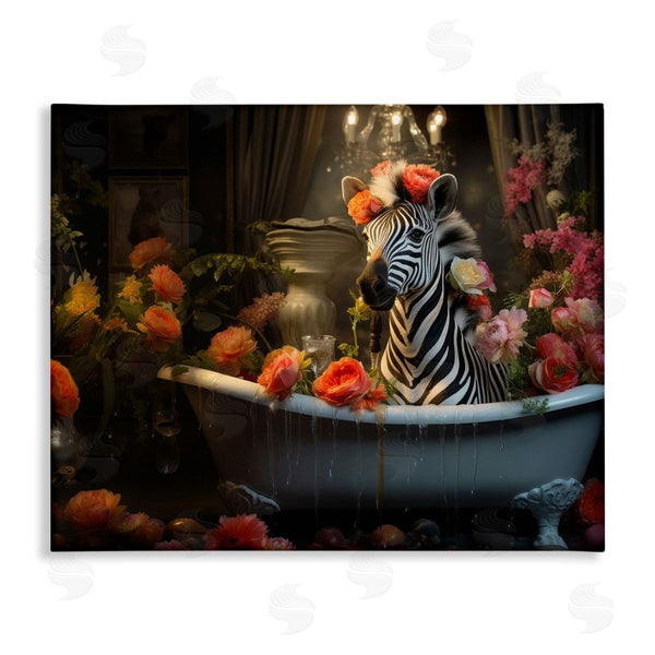 stupell industries Lazar Studio | Zebra Bathing with Florals Wall Art