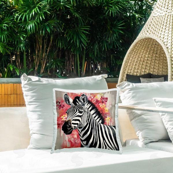 Stupell Industries Lazar Studio | Zebra With Modern Flowers Printed Throw Pillow