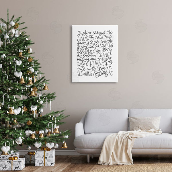 Stupell Industries Leah Bisch | Dashing Through The Snow Fun Casual Calligraphy Song Wall Art