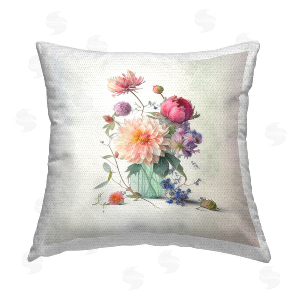 Stupell Industries Leah McLean | Mixed Dahlia Bouquet Printed Throw Pillow